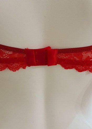 Kırmızı Dantel Sütyen Takımı 80B 85B 90B Bikini  S_M  L_XL - Görsel 3