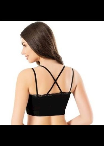 Siyah Krop Askılı Dantel Detaylı S_M - Görsel 2