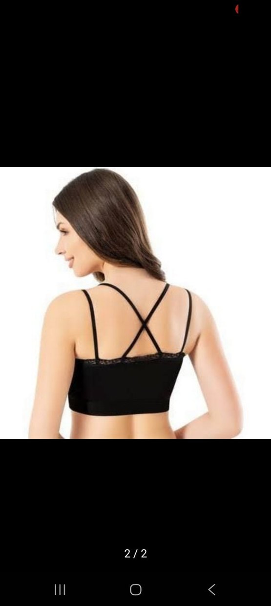 Siyah Krop Askılı Dantel Detaylı S_M - Görsel 2