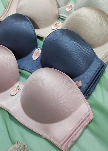 Bej  Lercivert  Pembe Gri parlak Modern Sütyenler C cup - Görsel 2