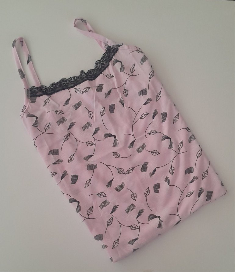 Pembe Desenli Dantel Detaylı Pamuklu Penye Gecelik pijamood 2XL - Görsel 3