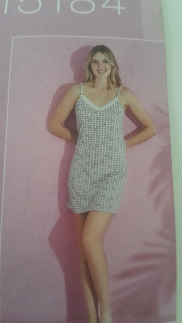 Gri renk cicekli askılı gecelik pamuklu penye XXL - Görsel 2