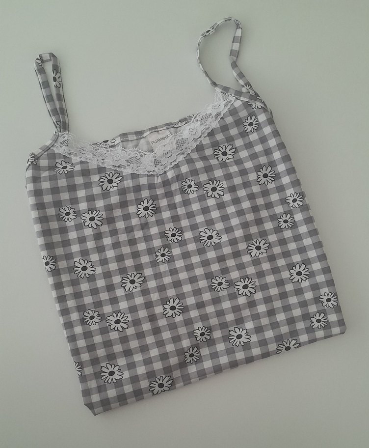 Gri renk cicekli askılı gecelik pamuklu penye XXL - Görsel 3