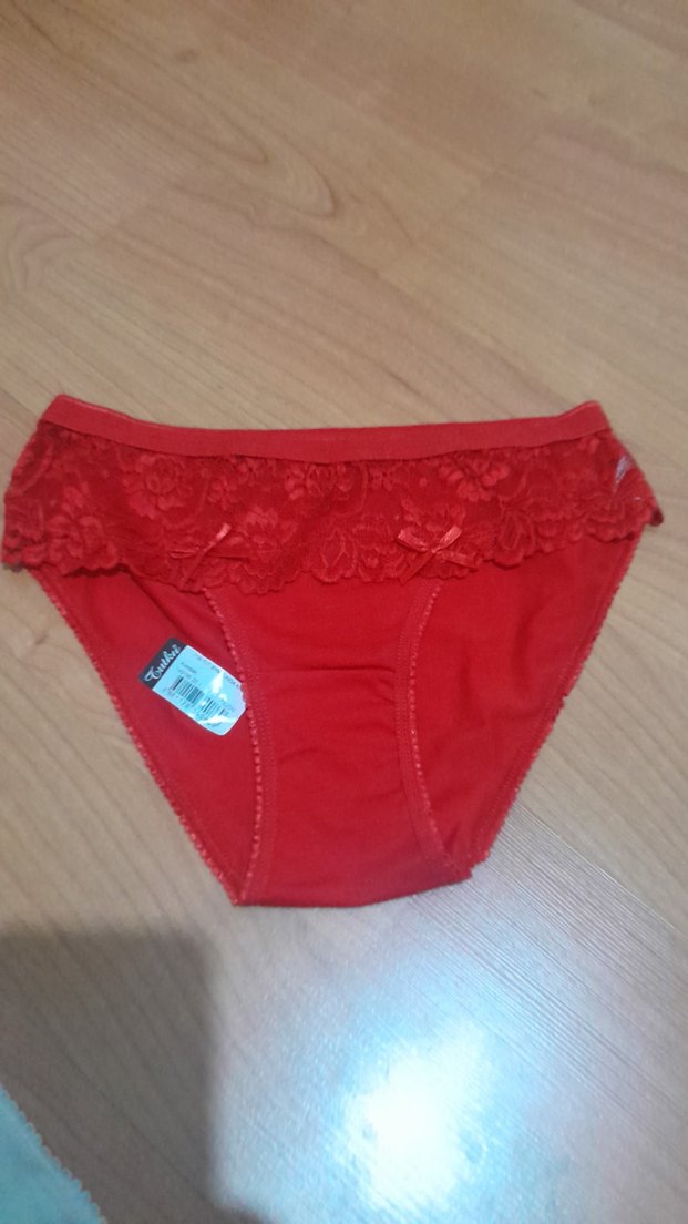 Kırmızı ve Krem Dantel Detaylı Kadın Külot L - Görsel 3