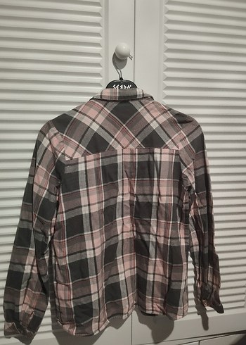 LC Waikiki Ekose Desenli Kız Çocuk Gömlek (Pembe-Gri) - Görsel 3