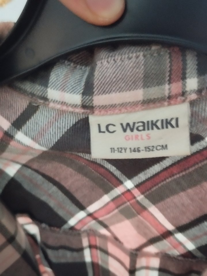 LC Waikiki Ekose Desenli Kız Çocuk Gömlek (Pembe-Gri) - Görsel 4