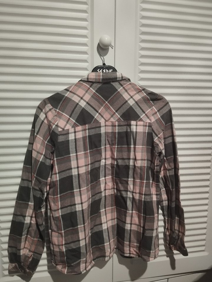 LC Waikiki Ekose Desenli Kız Çocuk Gömlek (Pembe-Gri) - Görsel 3