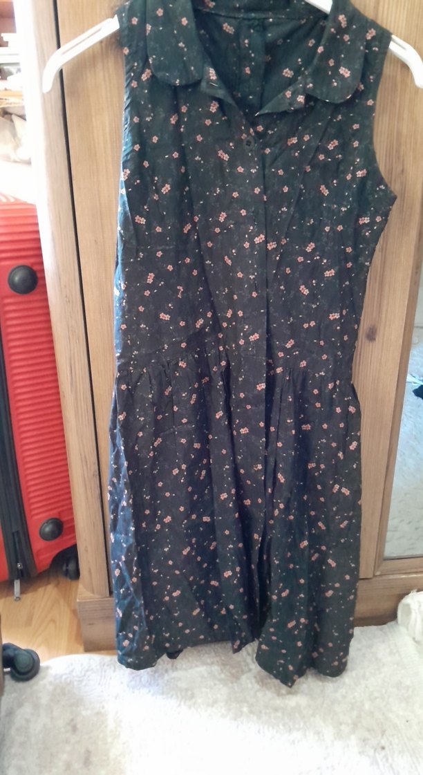 Düğmeli Kolsuz Bohem kısa Elbisesi - Görsel 2