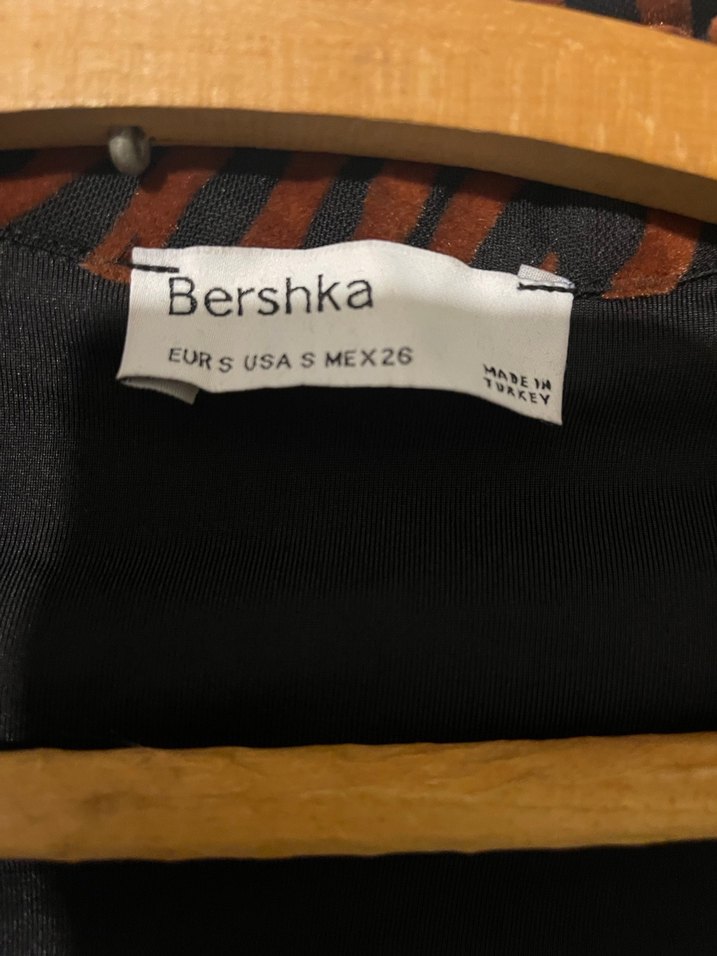 Bershka Zebra Desenli Kahverengi Uzun Kollu Mini Elbise - Görsel 3