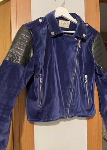 Kadın Lacivert Süet Biker Ceket - Görsel 3