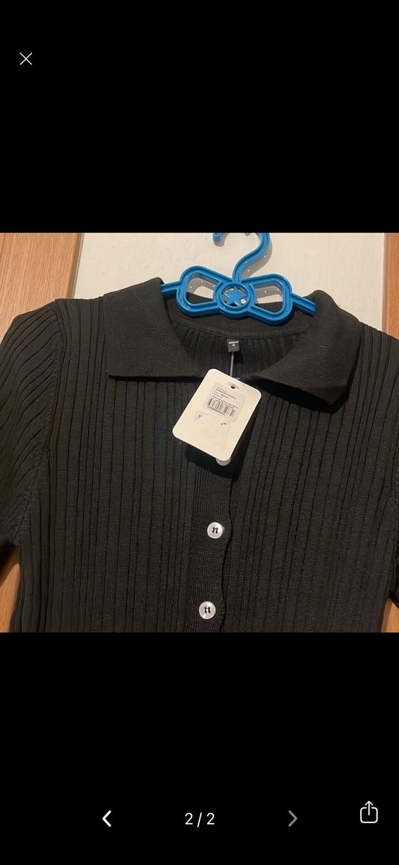 Düğmeli Siyah Triko Kadın Kazak S\M - Görsel 2