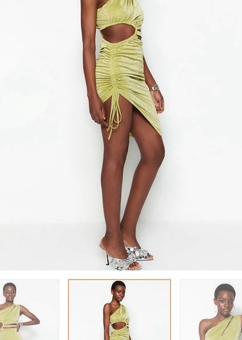 Mint yeşili Parıltılı elbise - Görsel 2