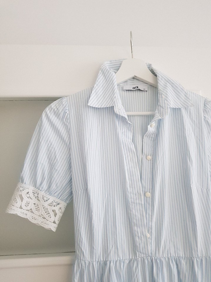 Mavi Pamuklu Mini Elbise - Görsel 3