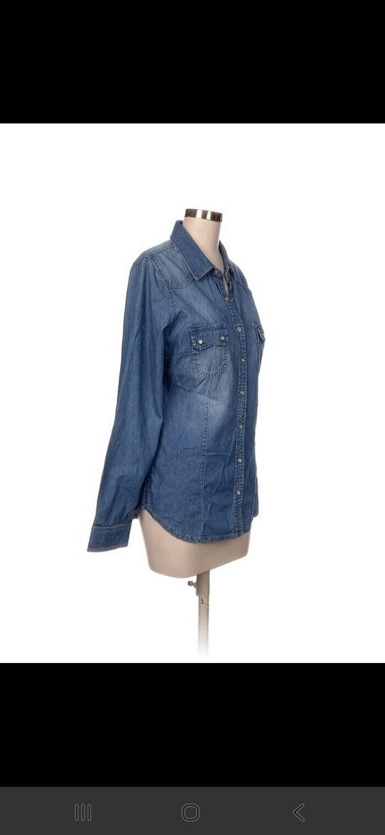 vintage love Düğmeli Uzun Kollu Denim Gömlek - Görsel 2