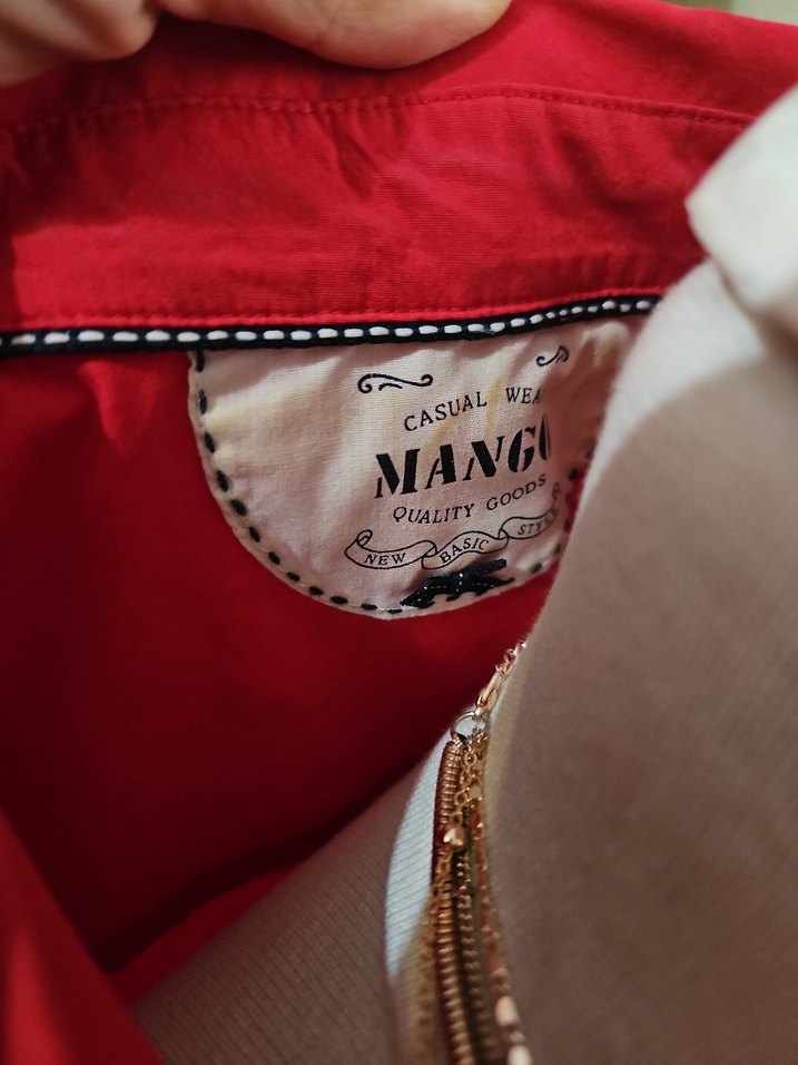 Düğmeli Kırmızı Kadın Kısa Kollu Gömlek - Görsel 4