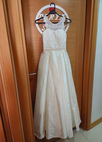 Beyaz Uzun A-Line Straplez Gelinlik - Görsel 7