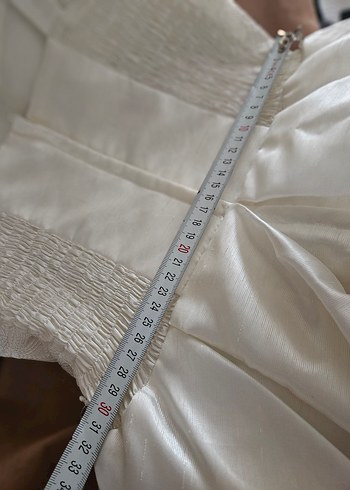 Beyaz Uzun A-Line Straplez Gelinlik - Görsel 4