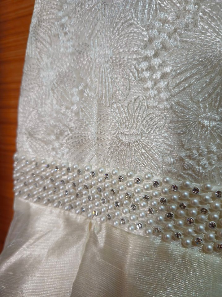 Beyaz Uzun A-Line Straplez Gelinlik - Görsel 2