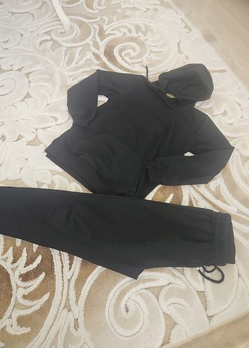 Kadın Siyah Kapüşonlu Rahat Kesim Eşofman Takımı - Görsel 8