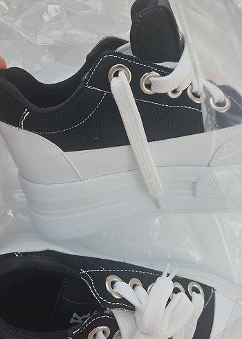 Kadın Siyah-Beyaz Platform Spor Ayakkabı - Görsel 6