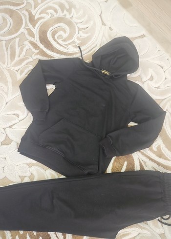 Siyah Kapüşonlu Rahat Kesim çocuk Eşofman Takımı - Görsel 2