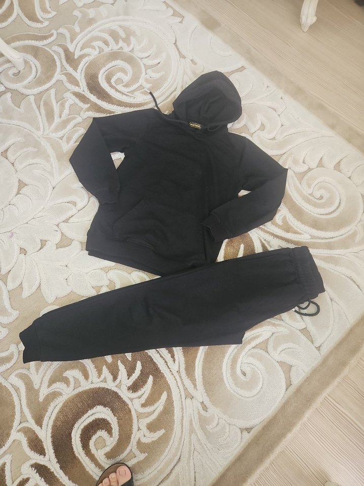Siyah Kapüşonlu Rahat Kesim çocuk Eşofman Takımı - Görsel 5