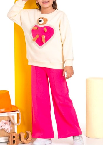 Kız Çocuk Pembe Bol Kesim Eşofman Takımı - Görsel 2