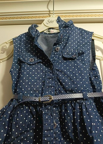 Civil Kemerli Kız Çocuk Kolsuz Denim Elbise