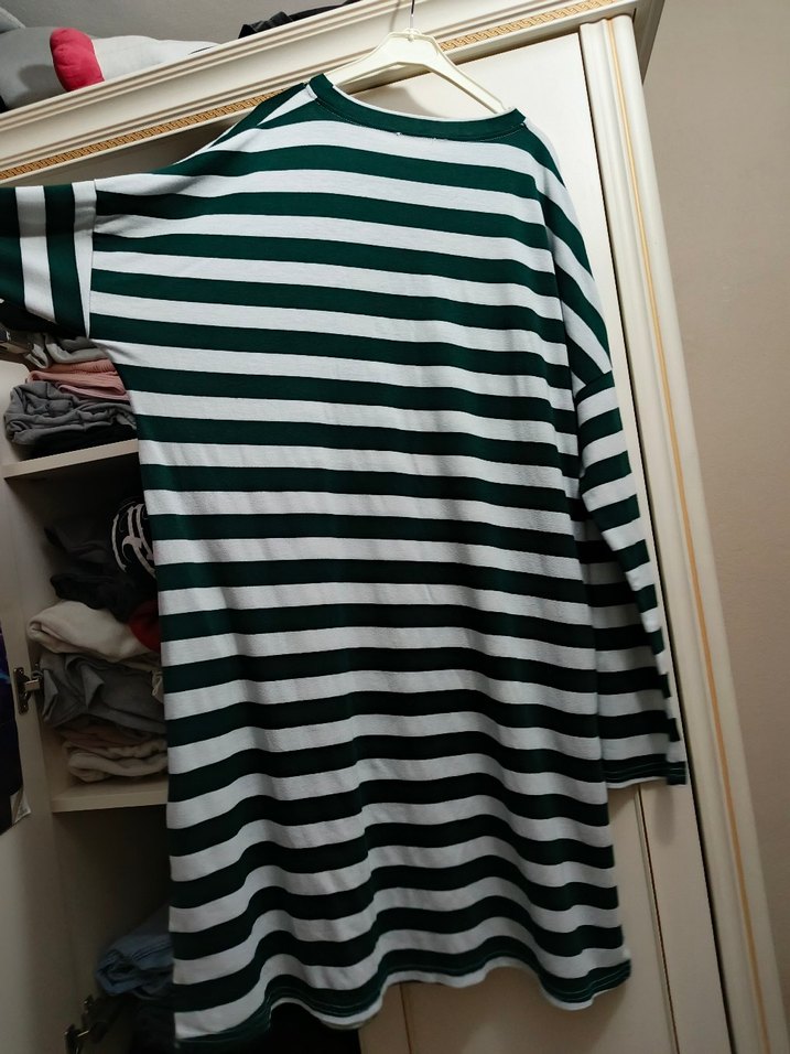 Çizgili Elbise, Uzun Kollu, Salaş - Görsel 5