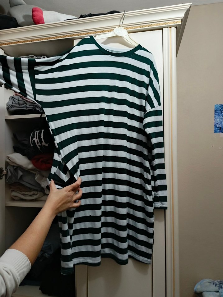 Çizgili Elbise, Uzun Kollu, Salaş - Görsel 2