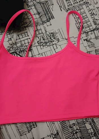 Pembe İnce Askılı Crop Top