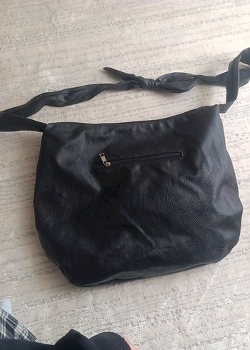 vintage Siyah Deri Kadın Çanta - Görsel 2