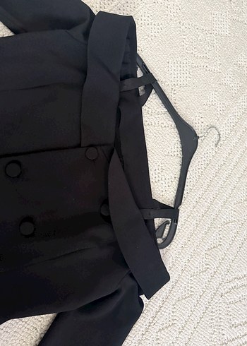 Düğmeli Siyah Mini Kadın Blazer