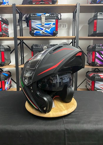 Koyu Siyah Baskılı Biker Motosiklet Kaskı - Görsel 5