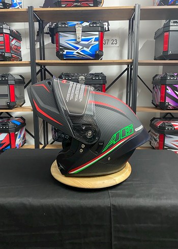 Koyu Siyah Baskılı Biker Motosiklet Kaskı - Görsel 8