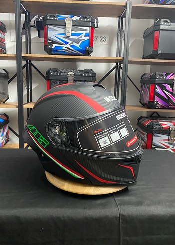 Koyu Siyah Baskılı Biker Motosiklet Kaskı - Görsel 6