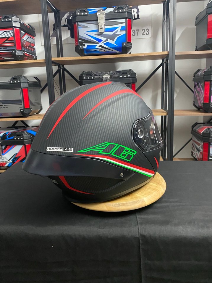 Koyu Siyah Baskılı Biker Motosiklet Kaskı - Görsel 3