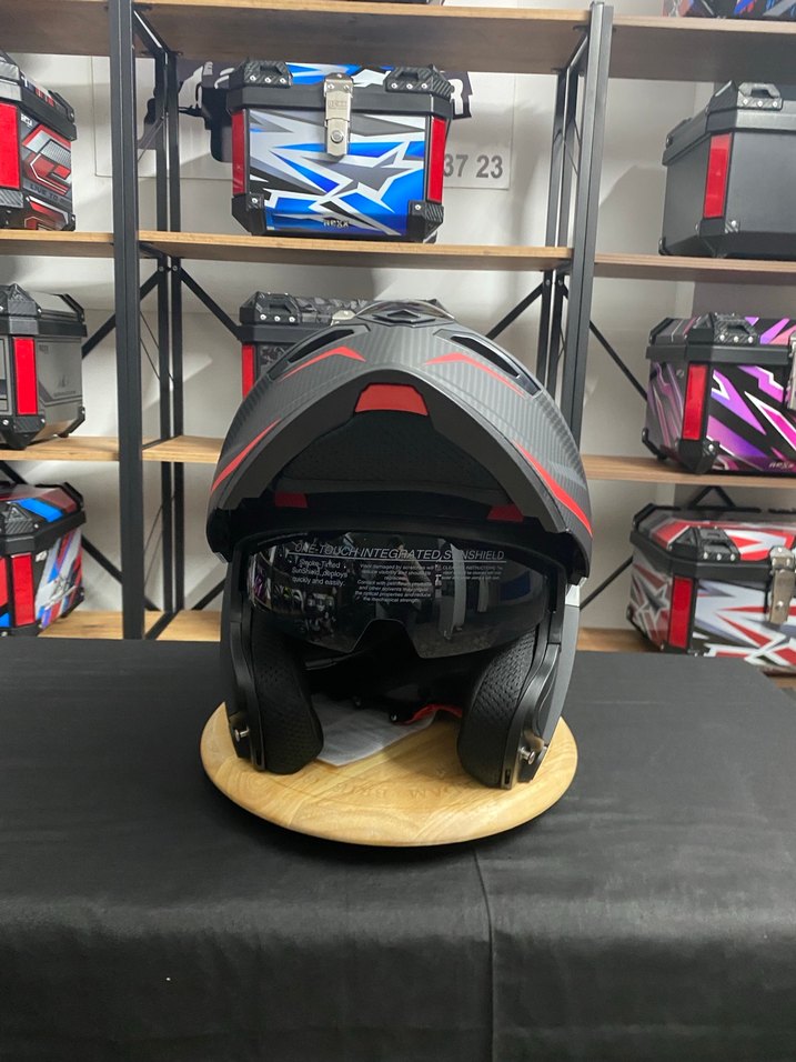 Koyu Siyah Baskılı Biker Motosiklet Kaskı - Görsel 4