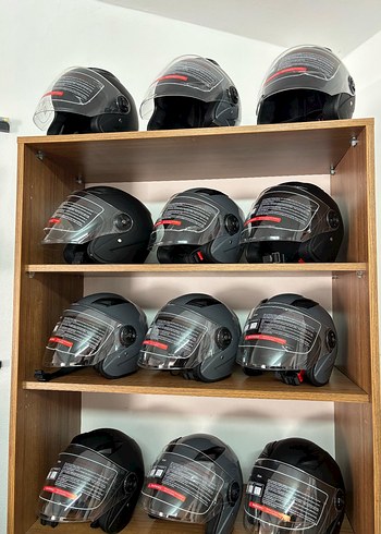 Diger Gri Parlak Biker Motosiklet Kaskı - Görsel 4