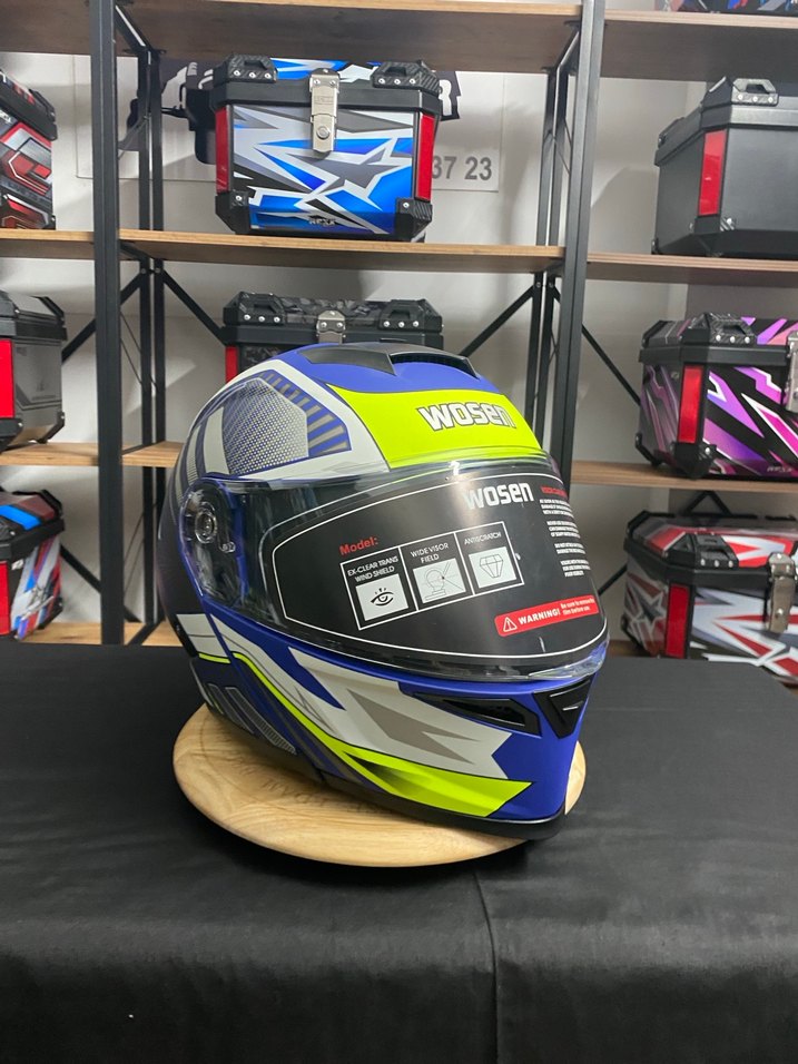 Renkli Baskılı Mavi Seramik Motosiklet Kaskı - Görsel 2