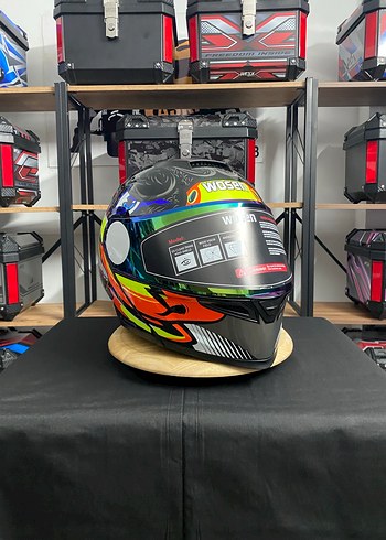 Renkli Desenli Parlak Biker Motosiklet Kaskı - Görsel 4