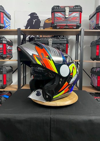 Renkli Desenli Parlak Biker Motosiklet Kaskı - Görsel 2