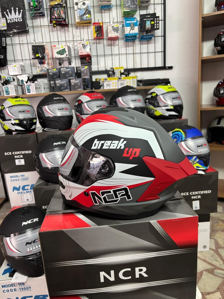 NCR Desenli Kırmızı Motosiklet Kaskı - Görsel 2