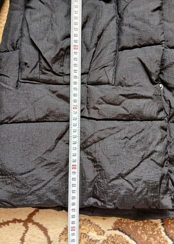 Siyah Kadın Midi Kaban, Kürklü Kapüşonlu - Görsel 8