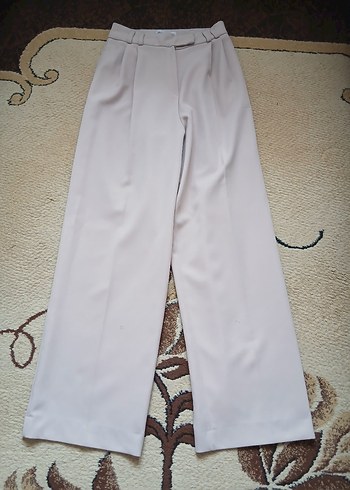 Bej Kadın Pilili Kumaş Pantolon - Görsel 2