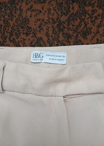 Bej Kadın Pilili Kumaş Pantolon - Görsel 6