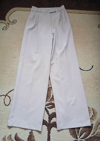 Bej Kadın Pilili Kumaş Pantolon - Görsel 3