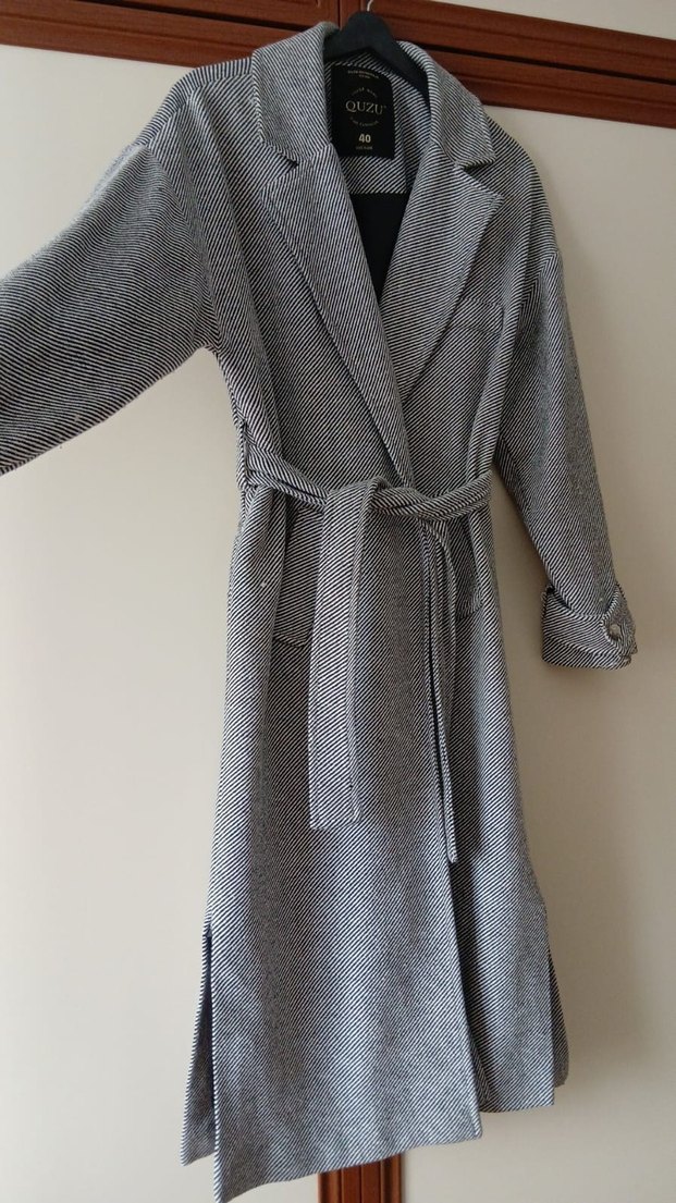 Gri Kuşaklı Uzun Kaban - Görsel 3