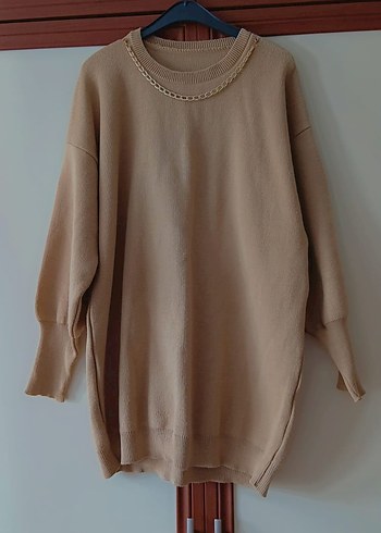 Zincir Detaylı Bej Triko Kadın Kazak - Görsel 2