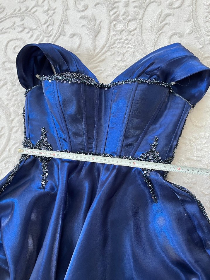 Lacivert Straplez Uzun Abiye Elbise - Görsel 3